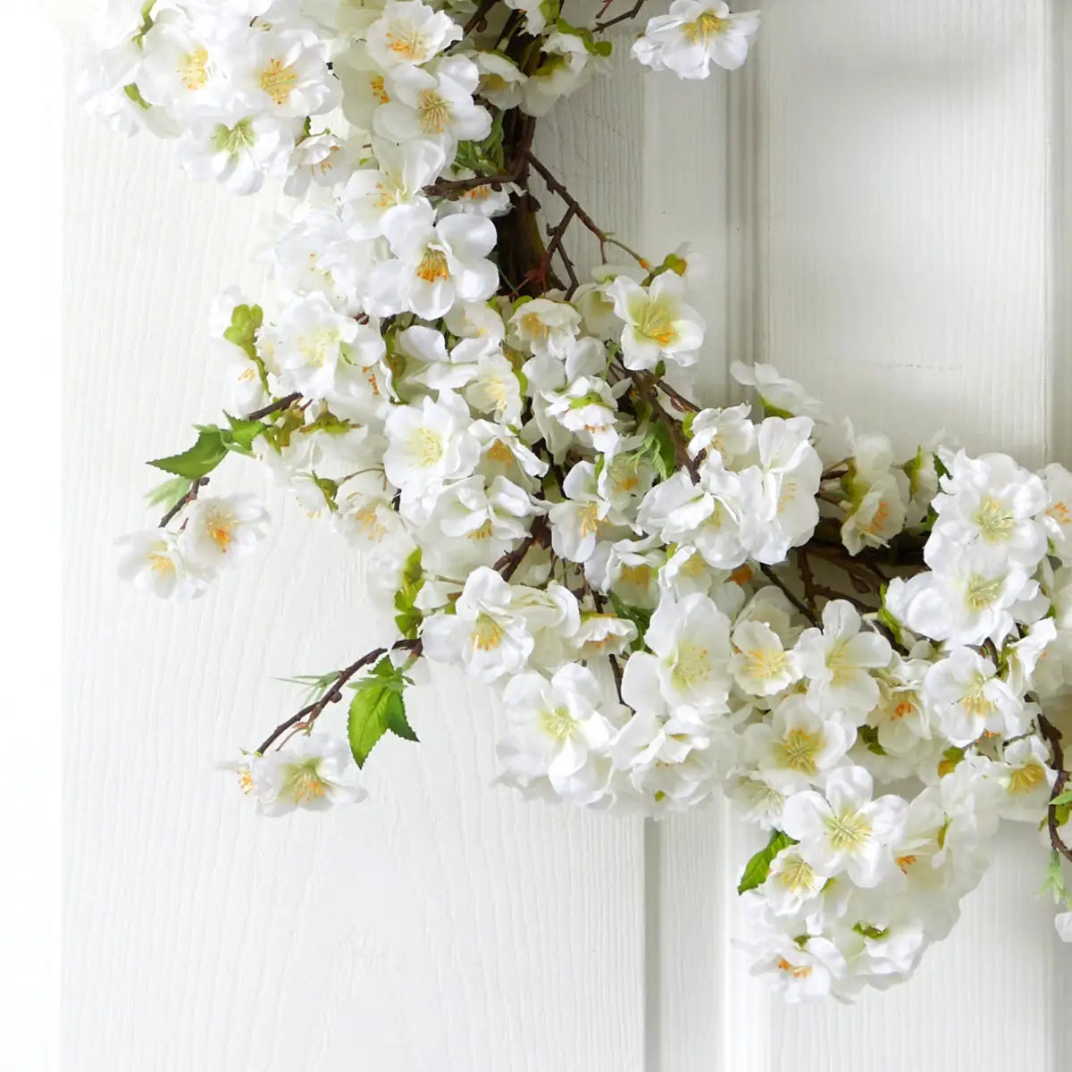 24” White Flower Blossom Wreath - Nearly Natural