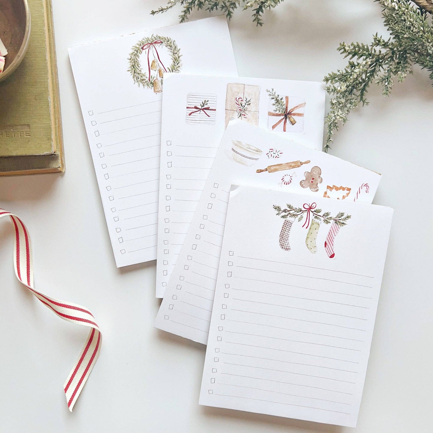 Christmas Checklist Notepad - Bell Wreath