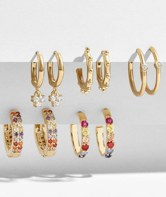 Beautiful 5 Pair Set of Gold Hoop Earrings