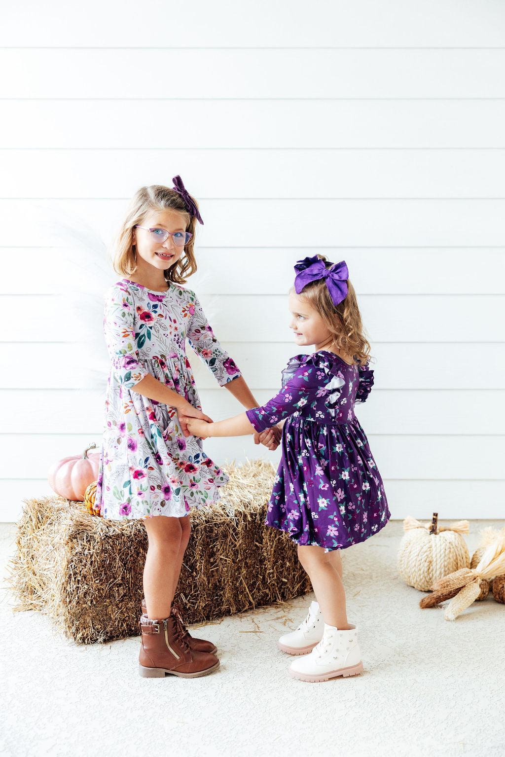 Midnight Rain Floral Twirl Dress - Mila & Rose ®