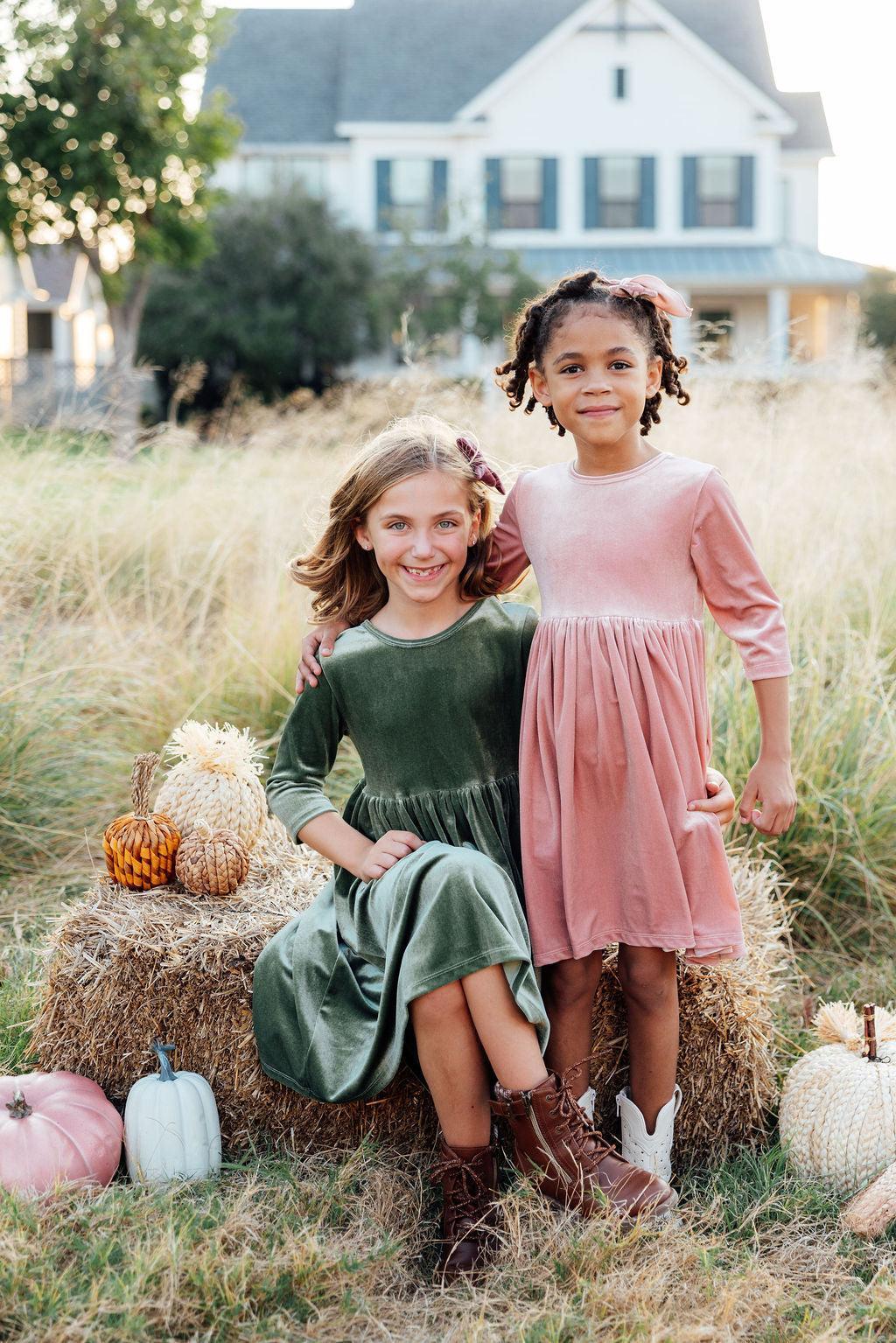 Sage Velvet Twirl Dress - Mila & Rose ®