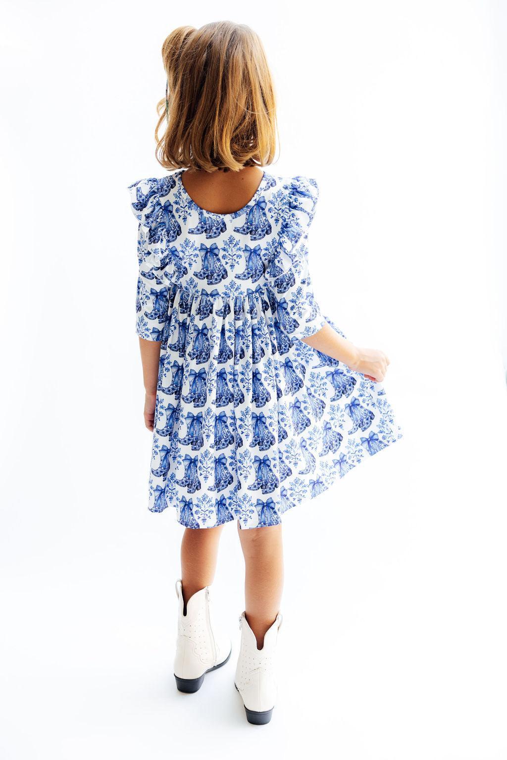 Southern Belle 3/4 Sleeve Ruffle Twirl Dress - Mila & Rose ®