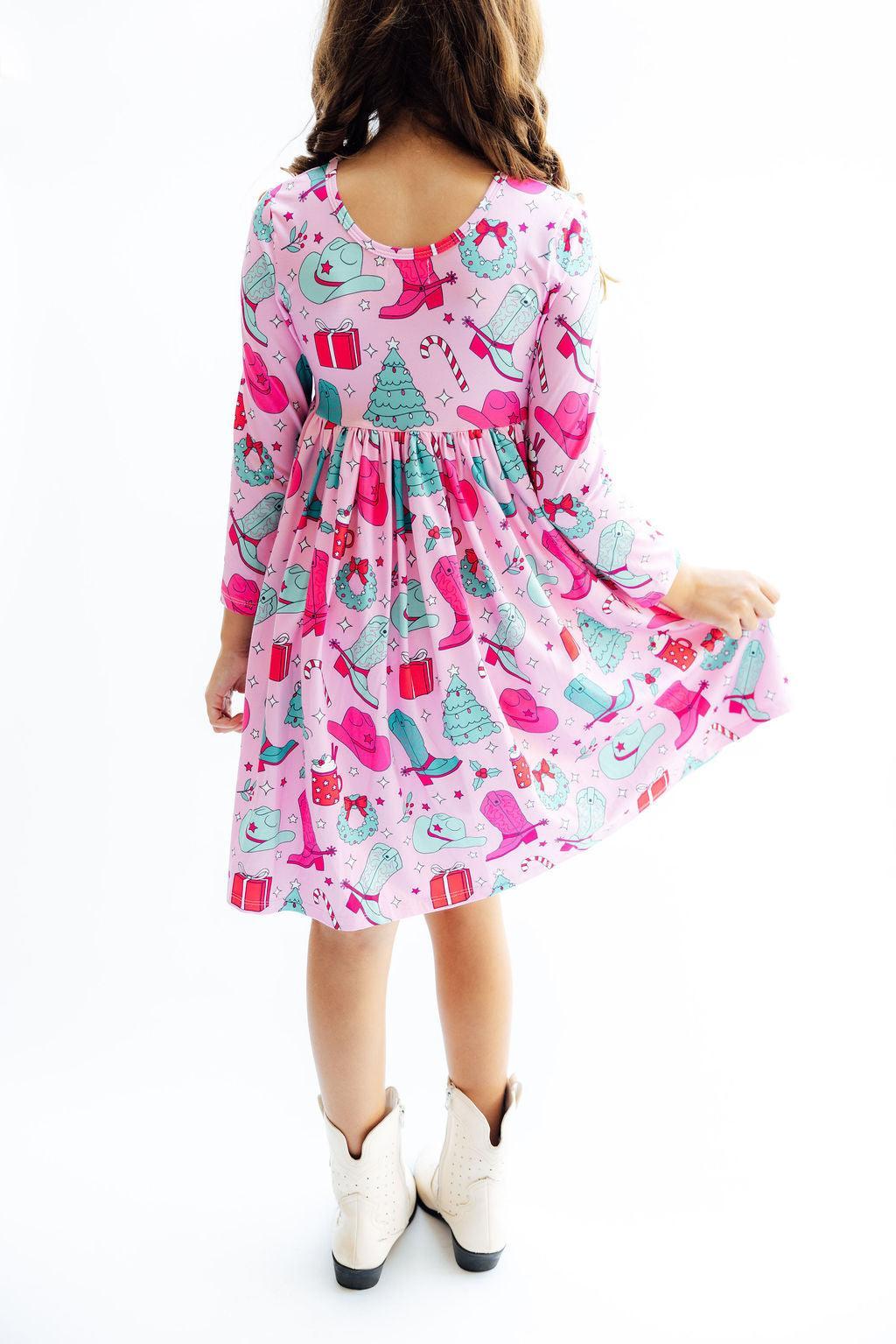 Christmas Cowgirl L/S Pocket Twirl Dress - Mila & Rose ®