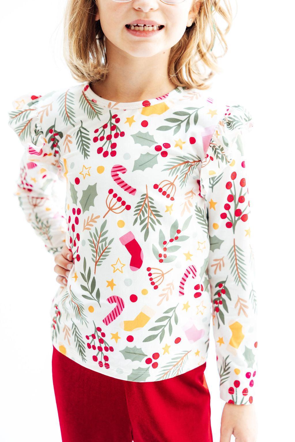 Holly Jolly Christmas L/S Ruffle Tee - Mila & Rose ®