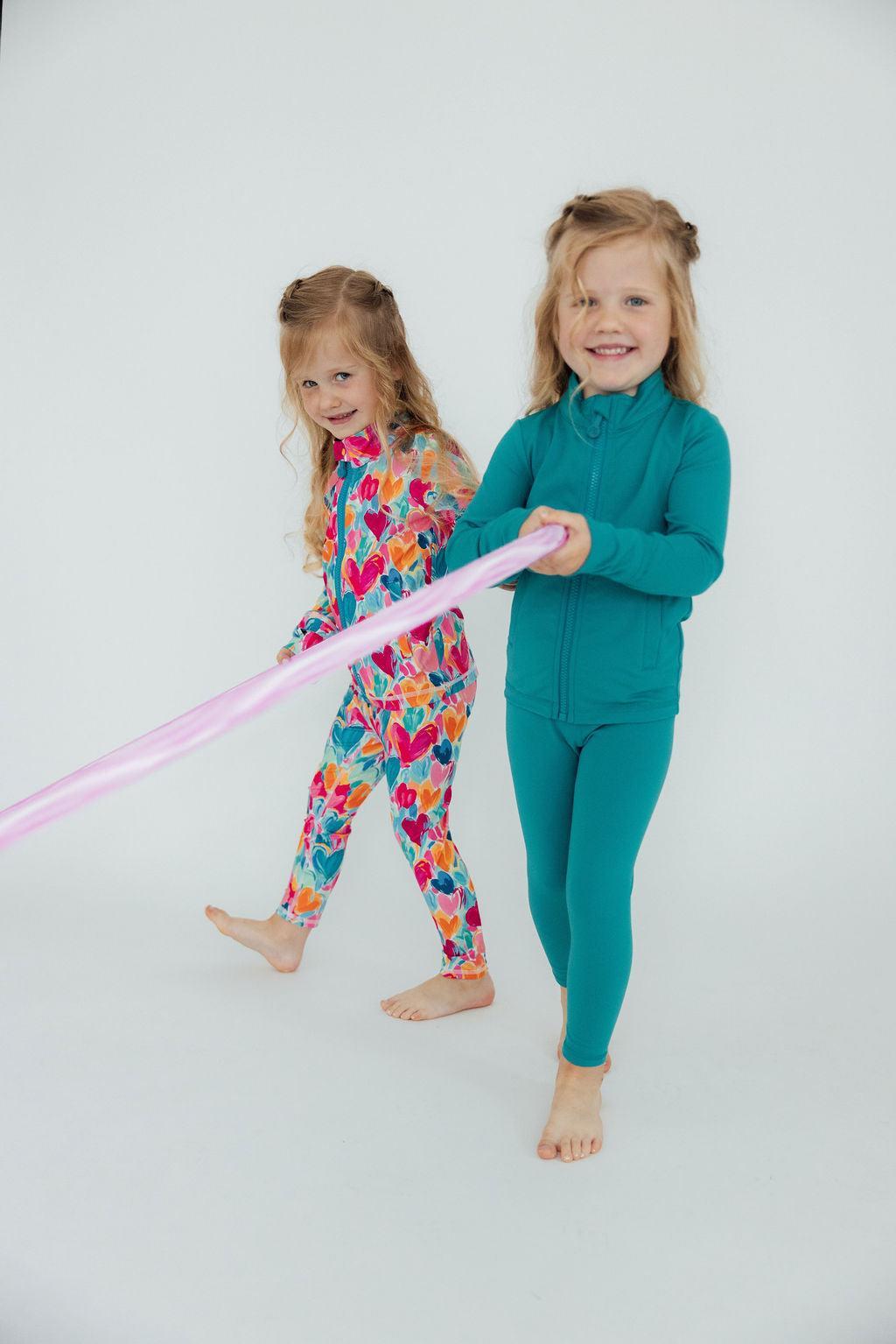 Teal Blue Ruffle Activewear Zip Jacket - Mila & Rose ®