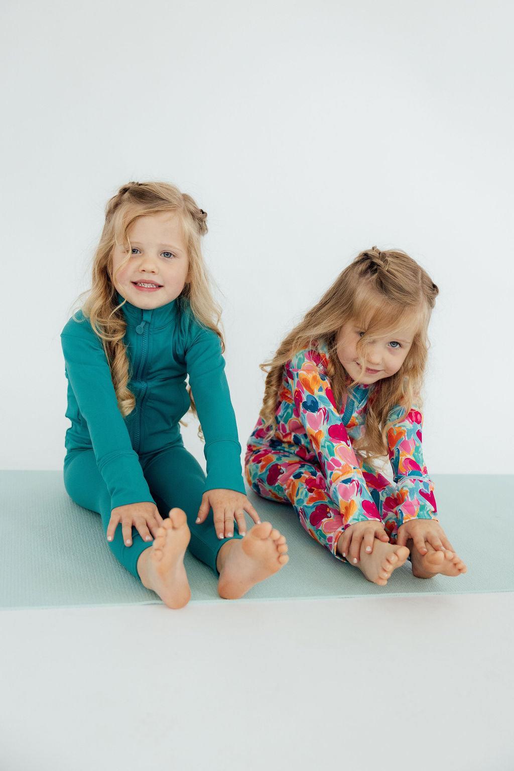 Teal Blue Ruffle Activewear Zip Jacket - Mila & Rose ®