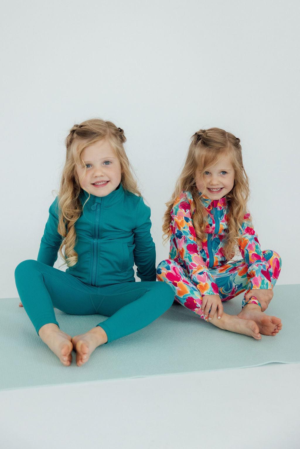 Teal Blue Ruffle Activewear Zip Jacket - Mila & Rose ®