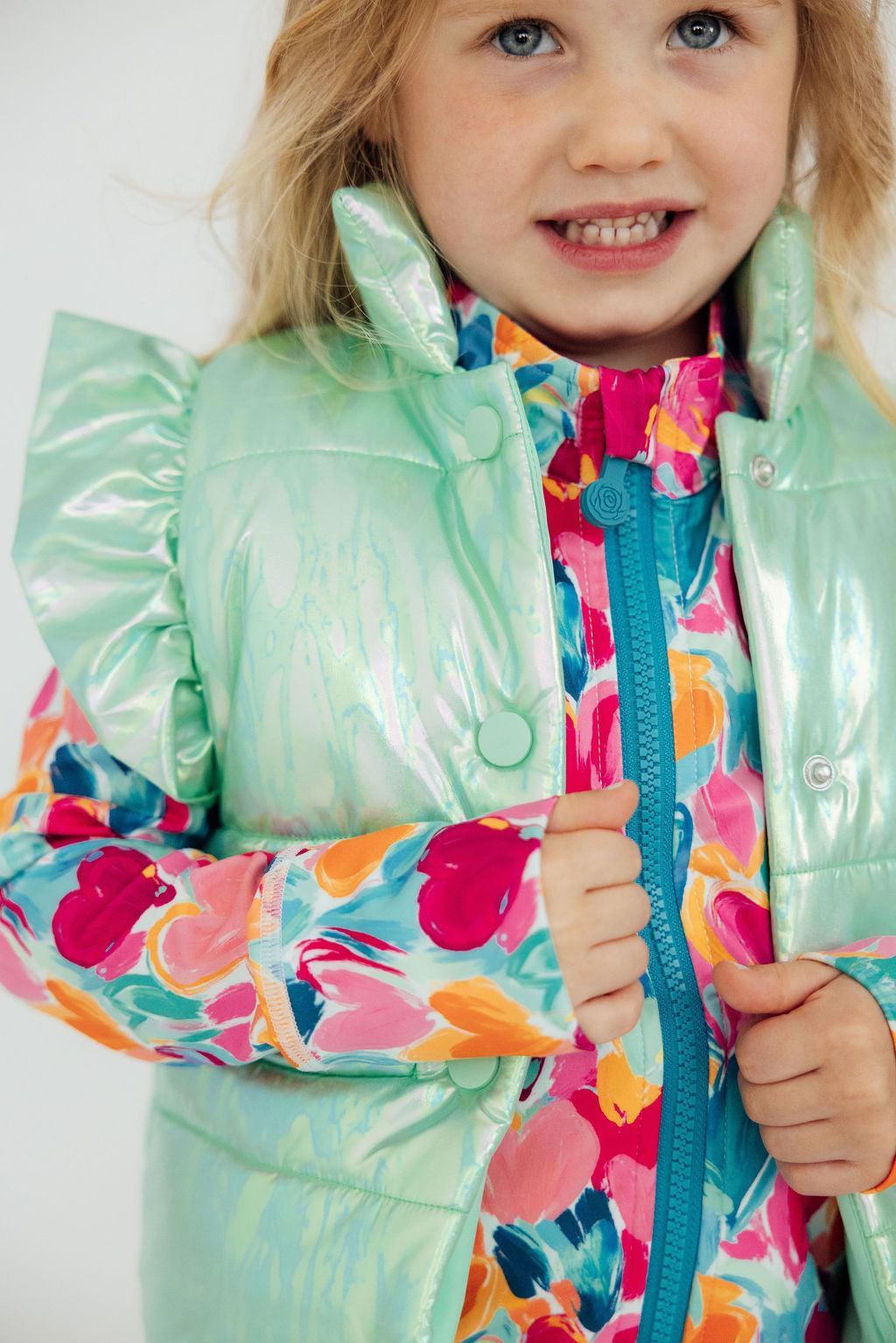 Mint Iridescent Puffer Vest - Mila & Rose ®