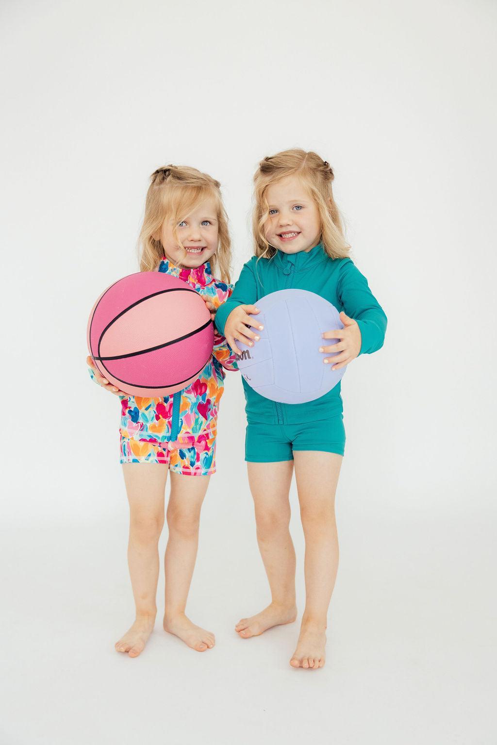 Teal Blue Ruffle Activewear Zip Jacket - Mila & Rose ®