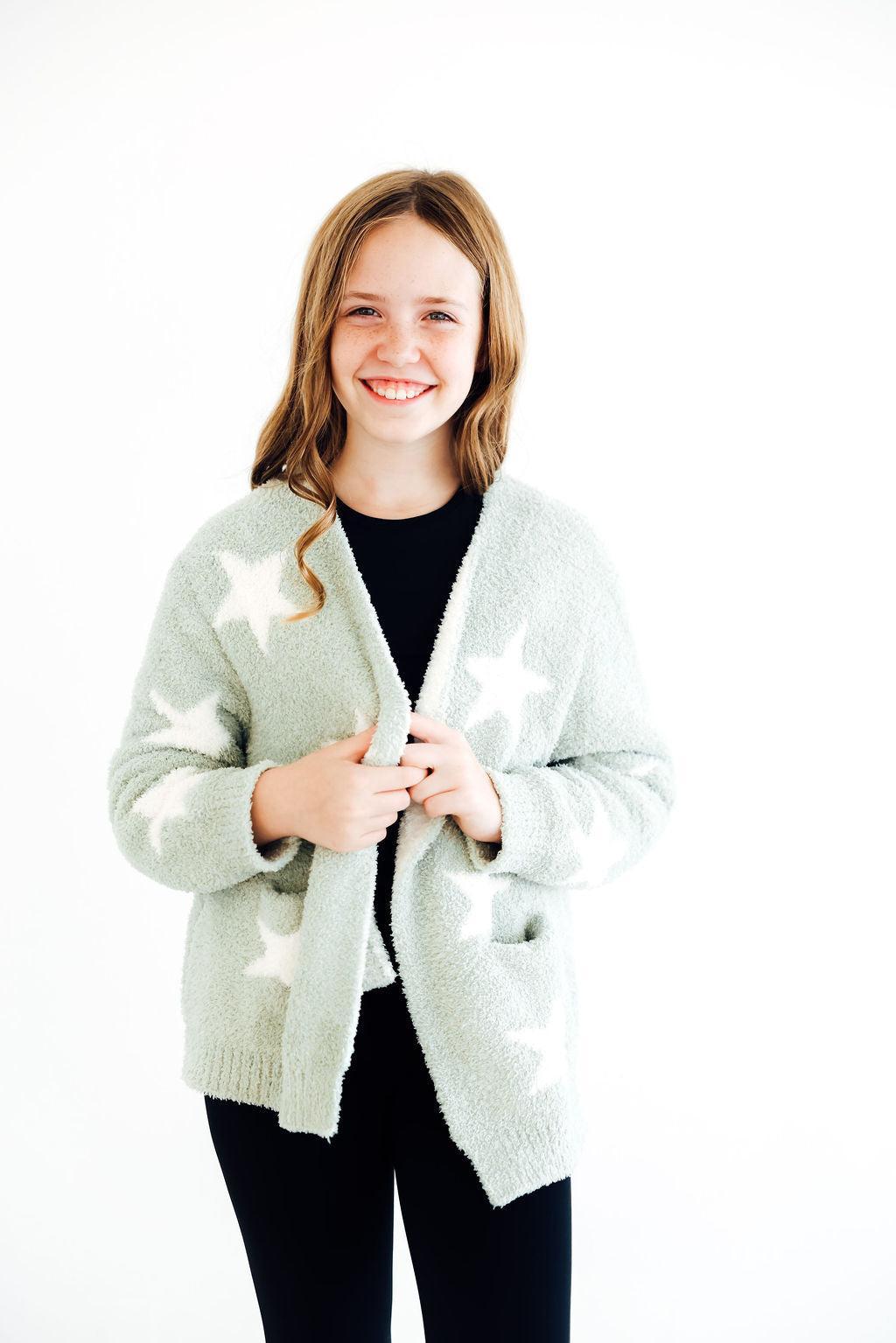 Star Kids Cozy Cardigan - Sage/Coconut - Mila & Rose ®