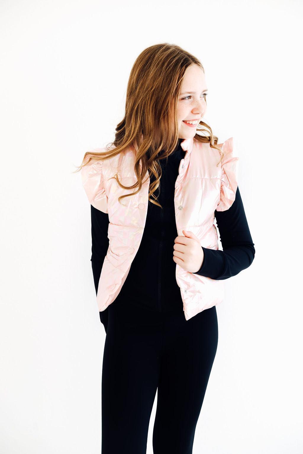 Light Pink Checker Puffer Vest - Mila & Rose ®