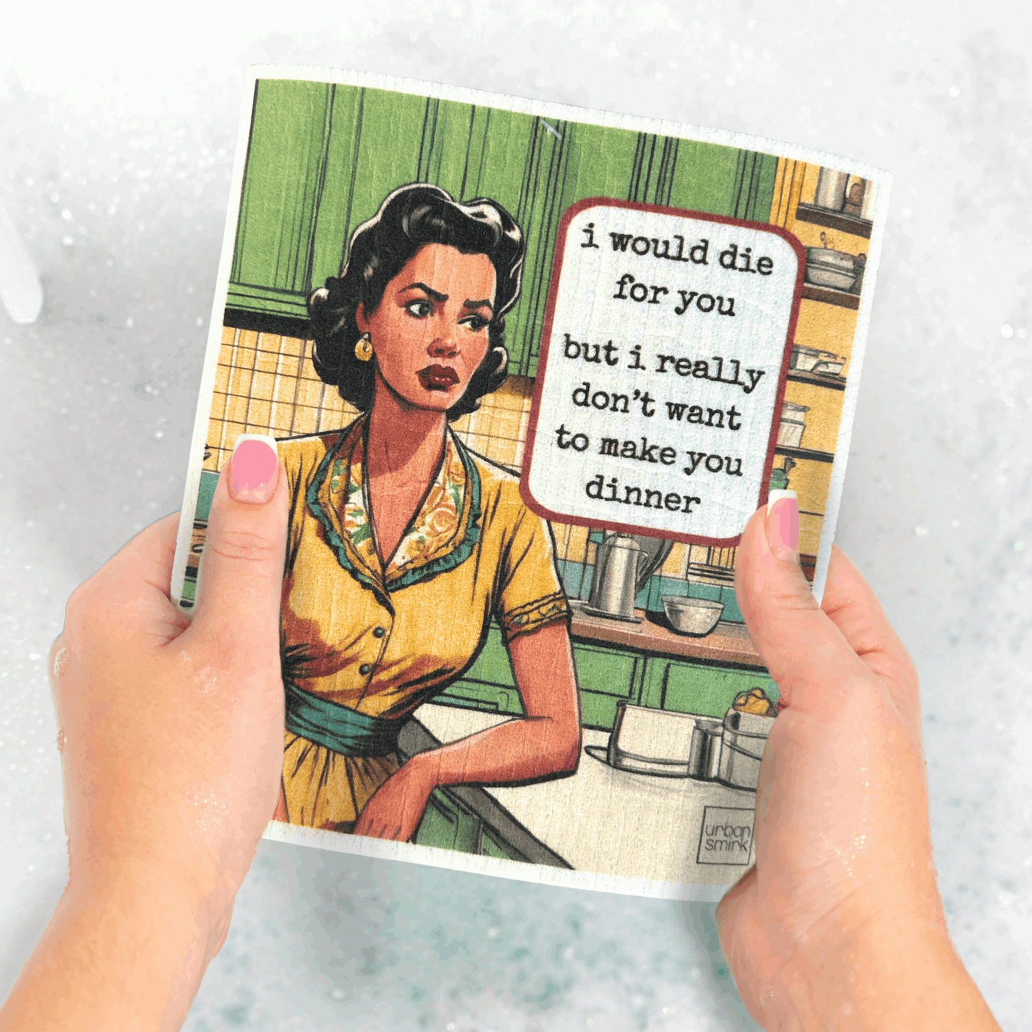 Funny Retro Swedish Dishcloth - Make Dinner - Urban Smirk