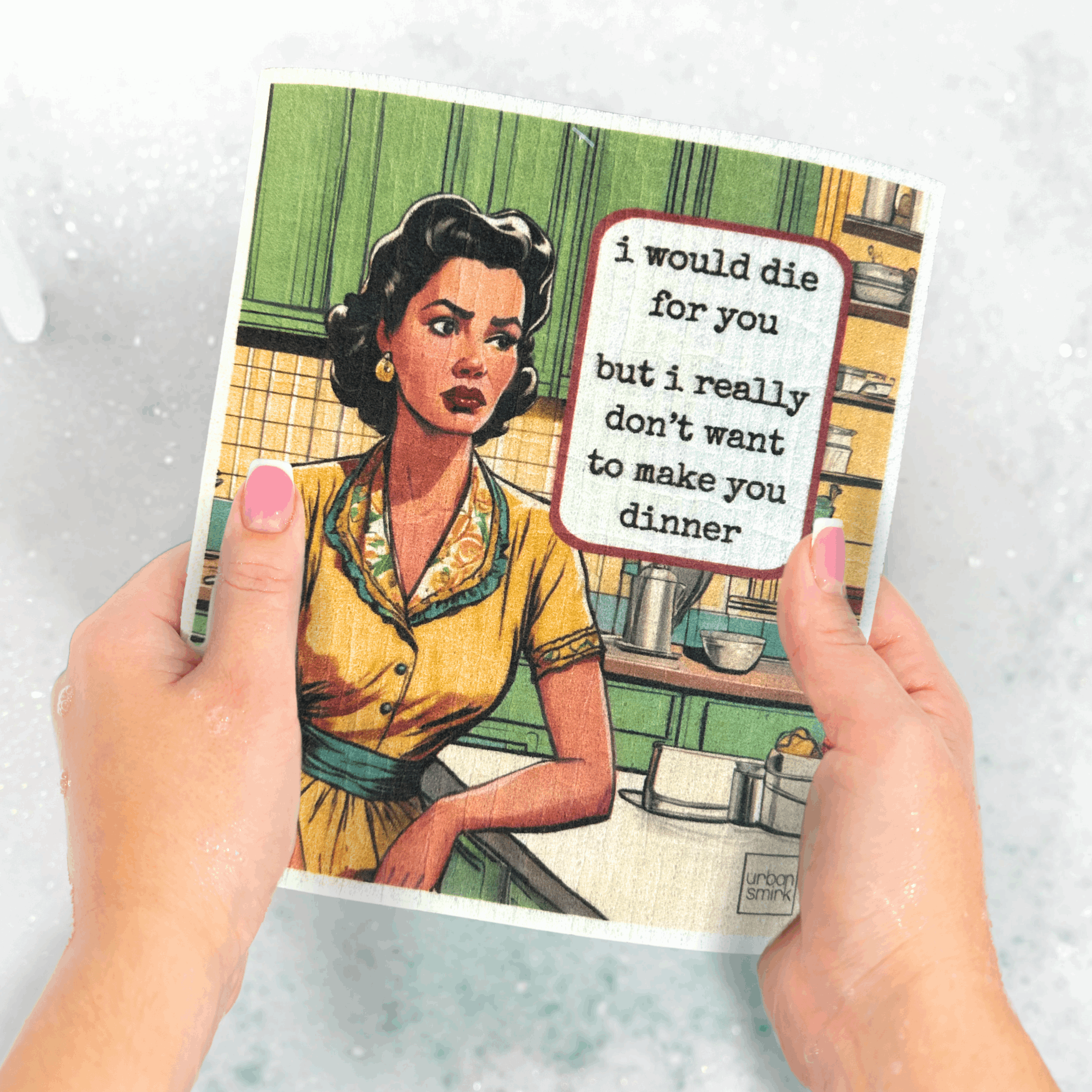 Funny Retro Swedish Dishcloth - Make Dinner - Urban Smirk