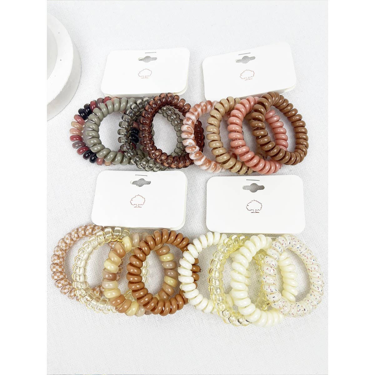 Spiral Hair Ties - Cream and Multi - Love and Repeat