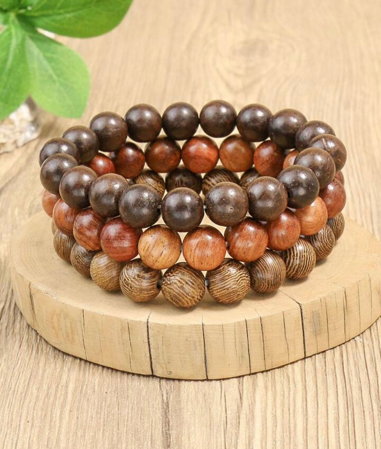 Magnifique ensemble de bracelets empilables en perles de bois