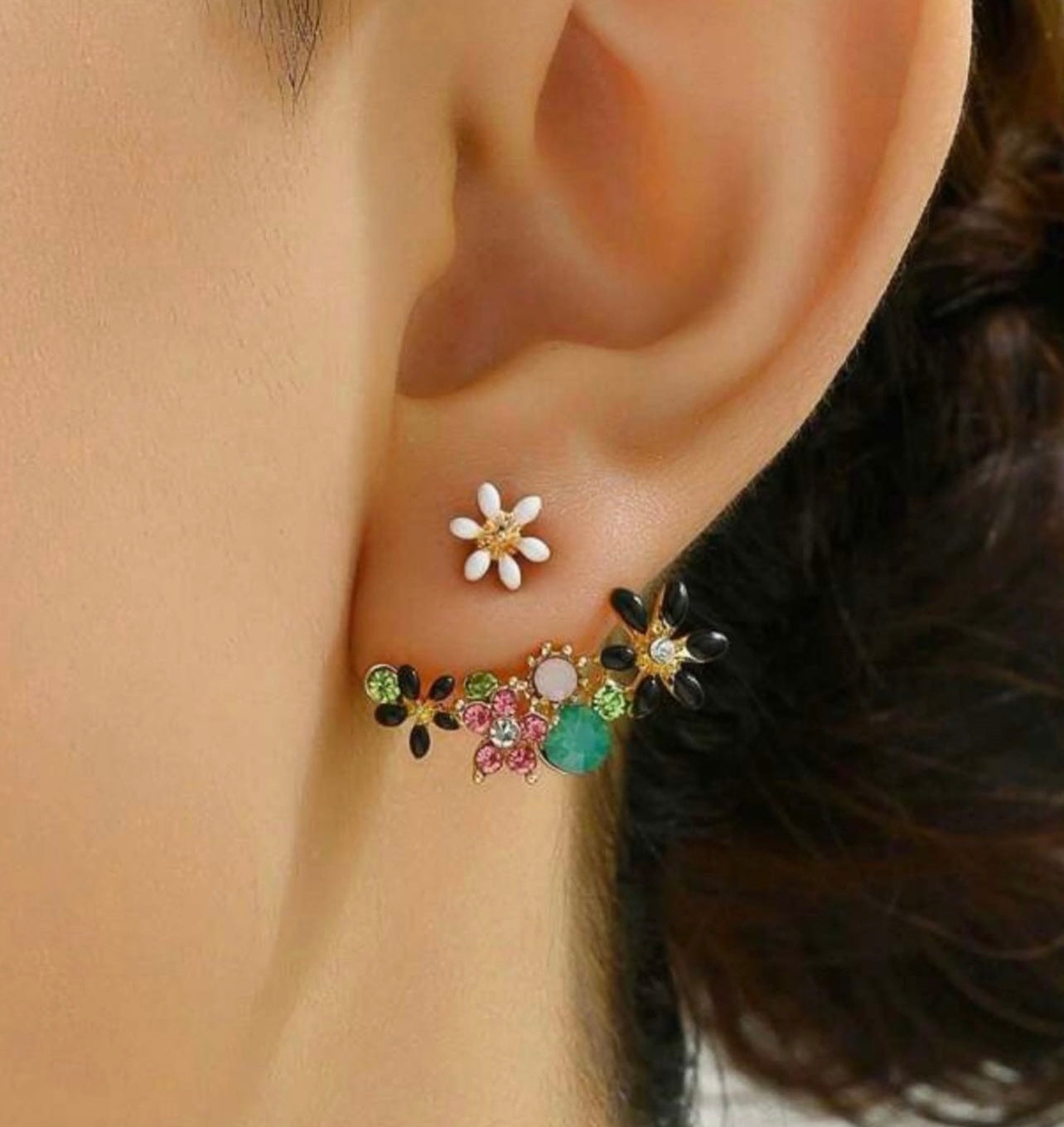 Boucles d'oreilles créoles à fleurs magnifiques