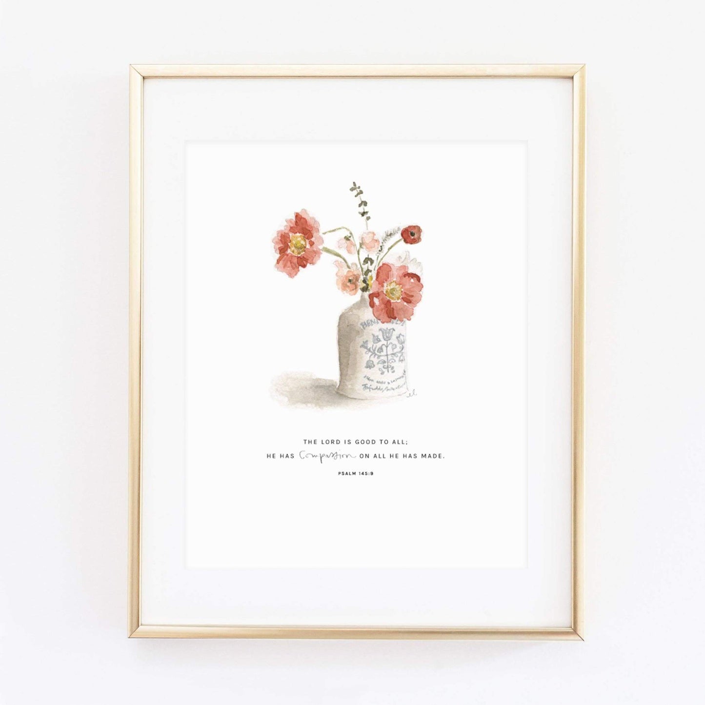 Scripture Art Print - Psalm 145:9 Bouquet