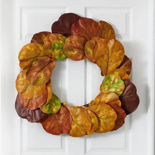 29” Fiddle Leaf Artificial Wreath - Nearly Natural