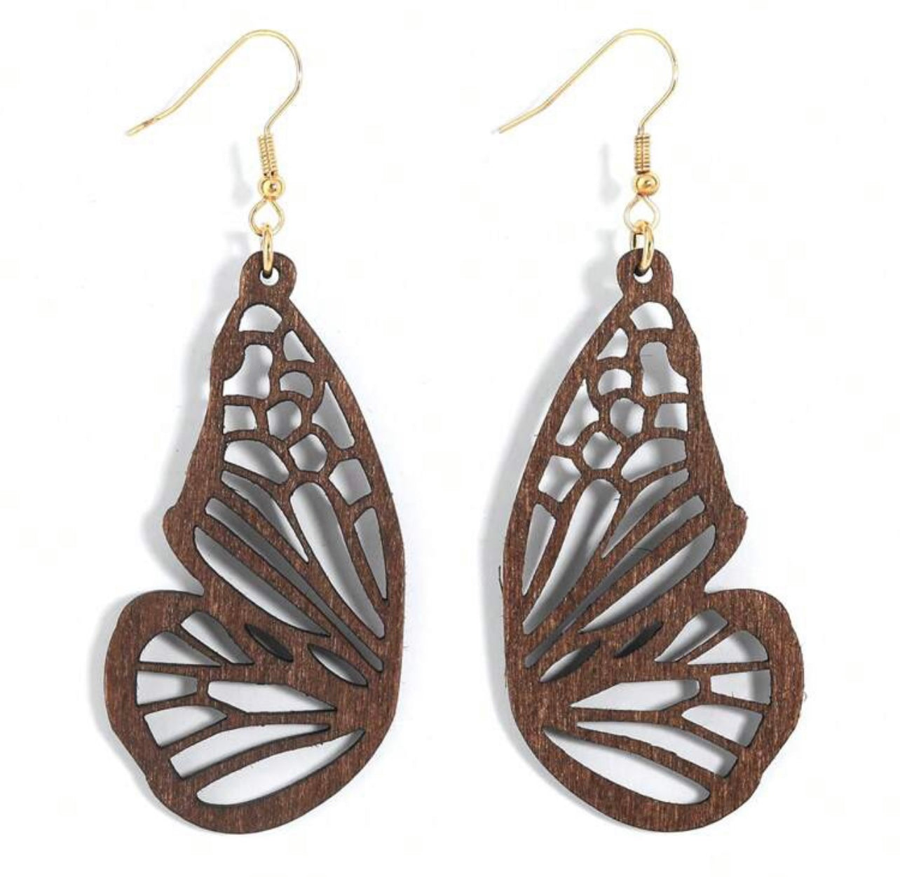 Hermosos aretes de madera con forma de mariposa