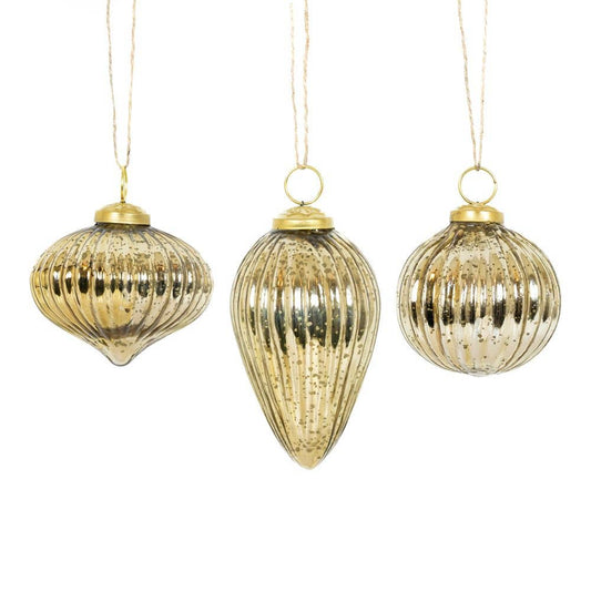 Gold Glass Christmas Ornaments - Each - Devanie At Home (Formerly Adams & Co.)