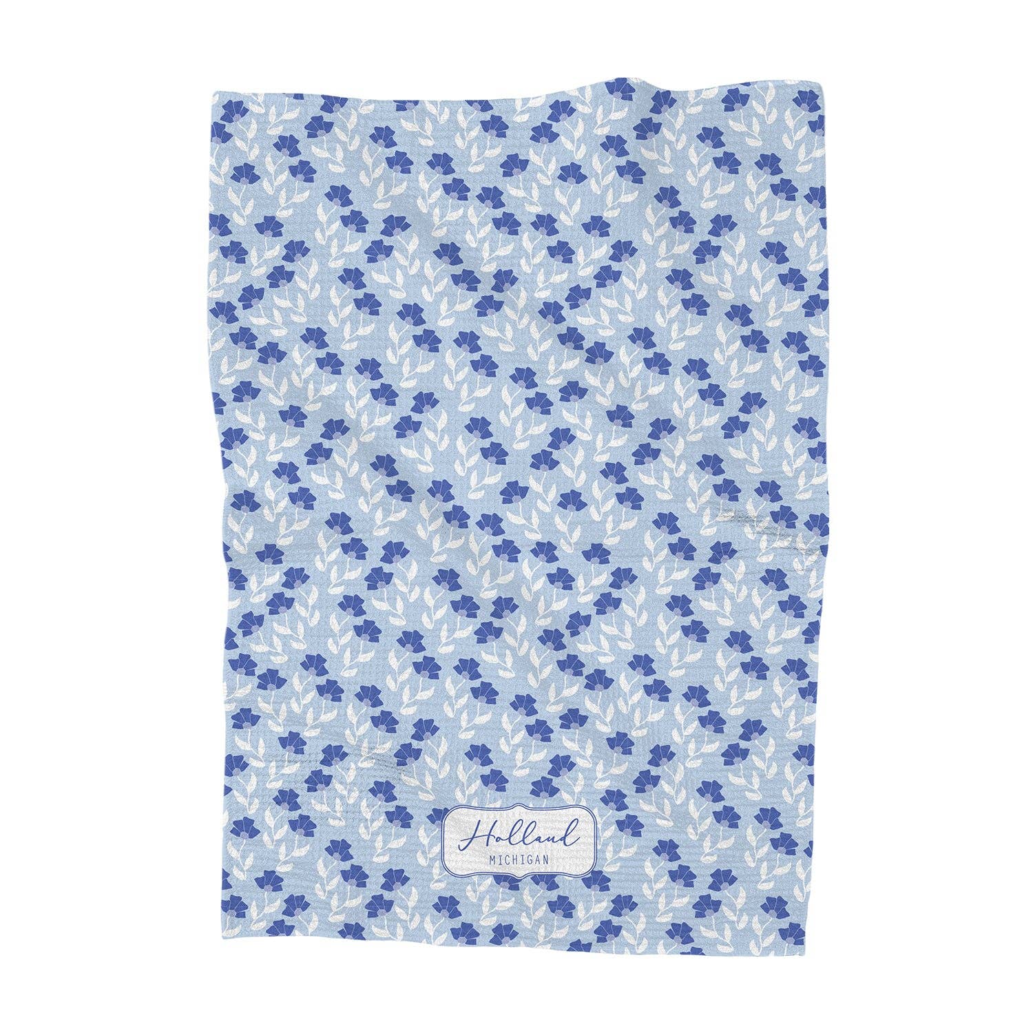 Waffle Weave Hand Towel - Alton Illinois - Indigo Tangerine