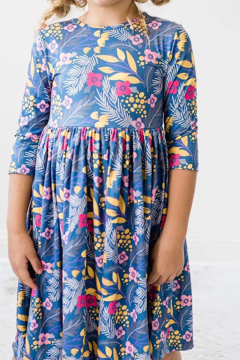 Blue Floral Twirl Dress - Mila & Rose ®
