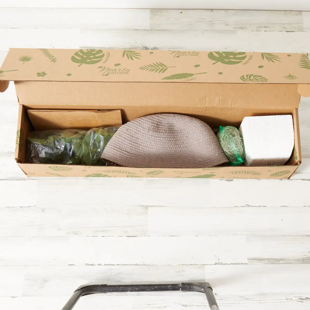 3’ Artificial Fiddle Leaf Fig Tree with Handmade Cotton & Jute Woven Planter DIY Kit - Set of 2 - Nearly Natural