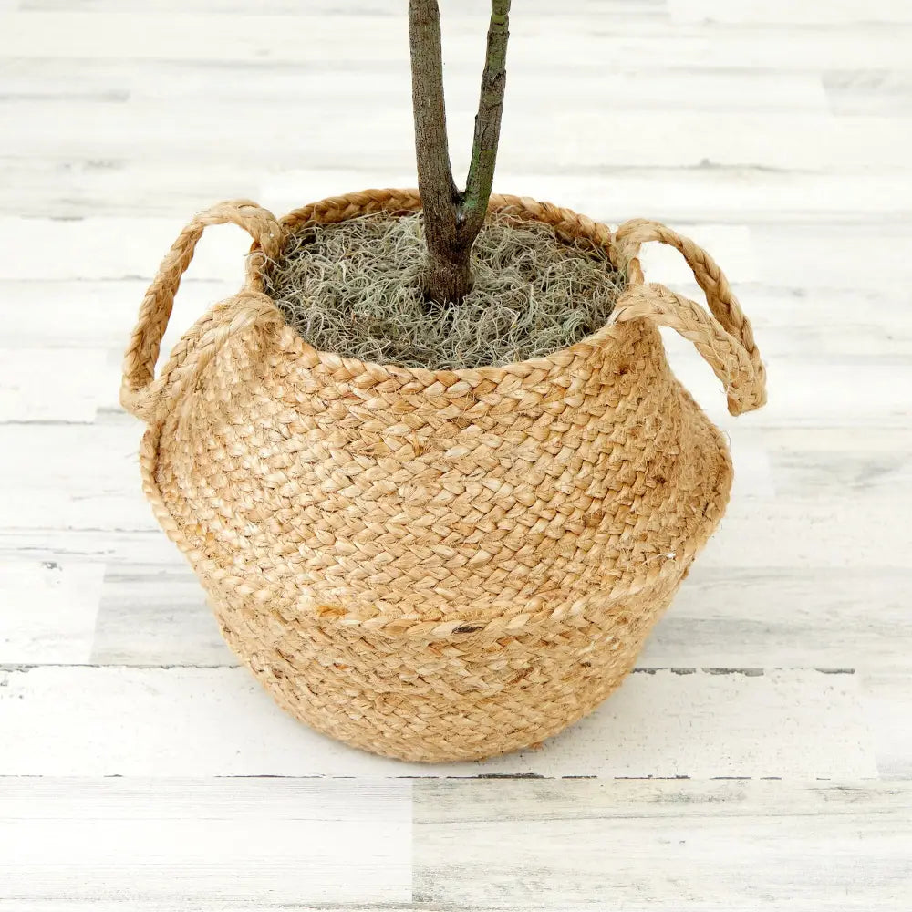 3’ Artificial Fiddle Leaf Fig Tree with Handmade Cotton & Jute Woven Basket DIY Kit - Nearly Natural