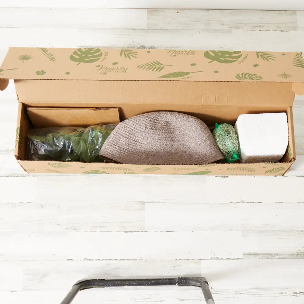 3’ Artificial Fiddle Leaf Fig Tree with Handmade Cotton & Jute Woven Basket DIY Kit - Nearly Natural