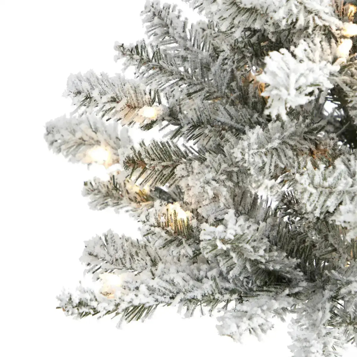 3’ Flocked West Virginia Spruce Artificial Christmas Tree with 50 Clear Lights and 142 Branches - Nearly Natural
