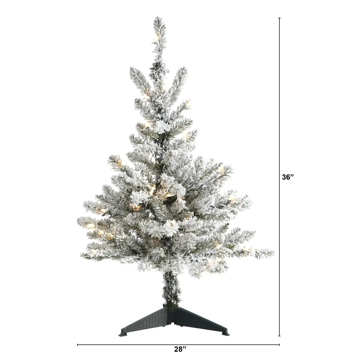 3’ Flocked West Virginia Spruce Artificial Christmas Tree with 50 Clear Lights and 142 Branches - Nearly Natural