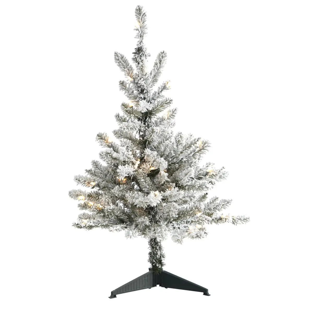 3’ Flocked West Virginia Spruce Artificial Christmas Tree with 50 Clear Lights and 142 Branches - Nearly Natural