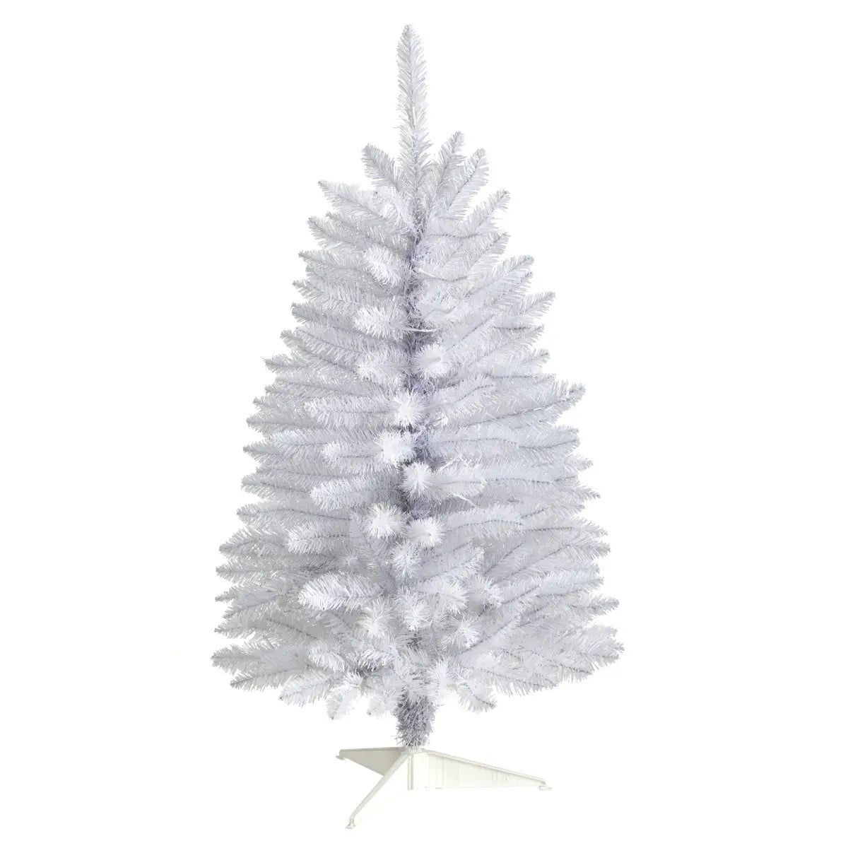 3’ Slim White Artificial Christmas Tree with 50 Warm White LED Lights and 161 Bendable Branches - White - Nearly Natural