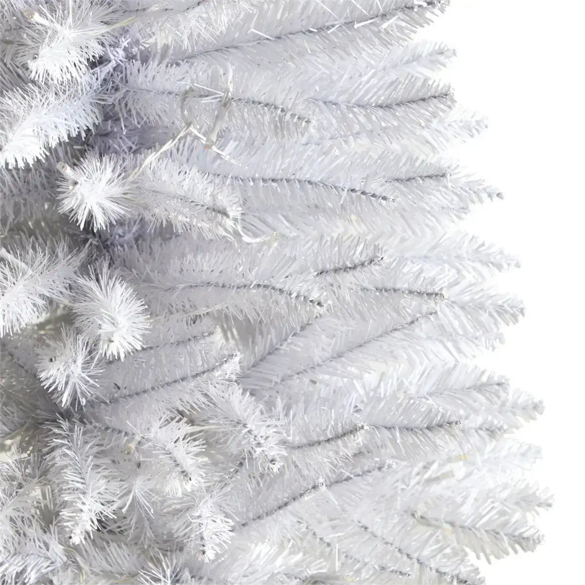 3’ Slim White Artificial Christmas Tree with 50 Warm White LED Lights and 161 Bendable Branches - White - Nearly Natural