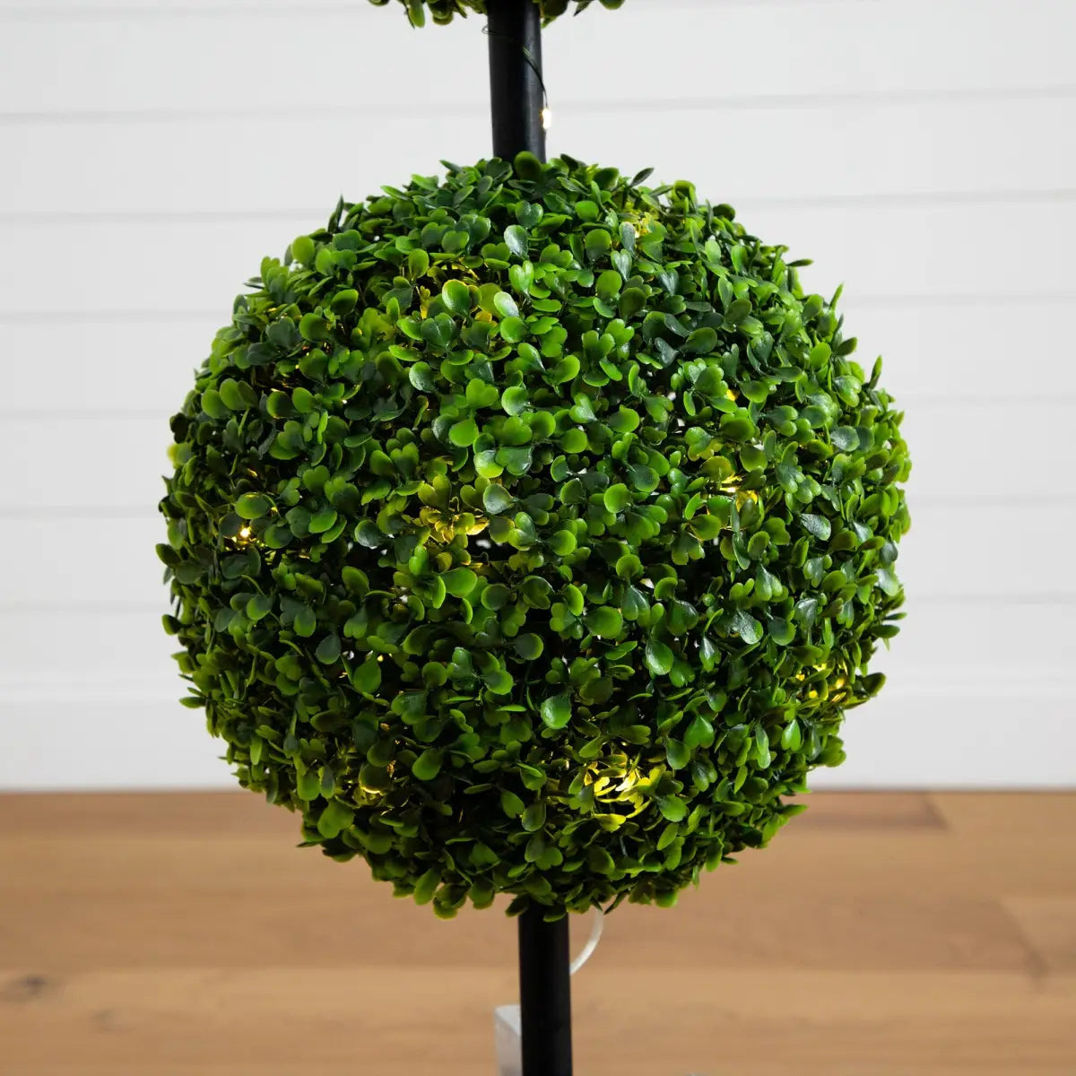 3’ UV Resistant Artificial Double Ball Boxwood Topiary with LED Lights in Decorative Planter (Indoor/Outdoor) - Nearly