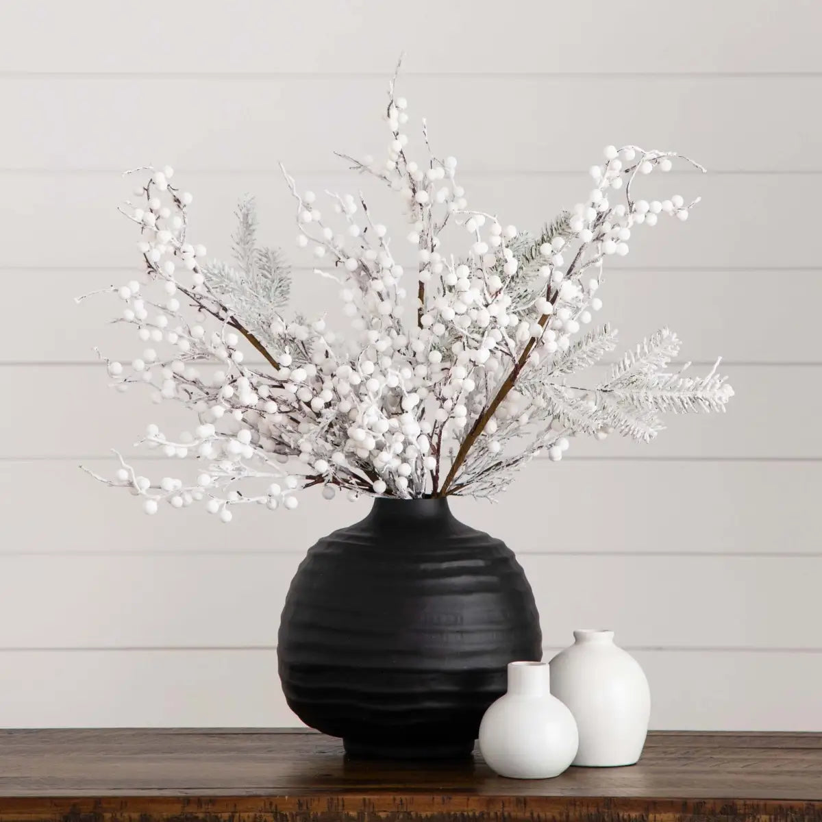 30’’ Artificial Flocked Berry Stems - Set of 3 - Nearly Natural