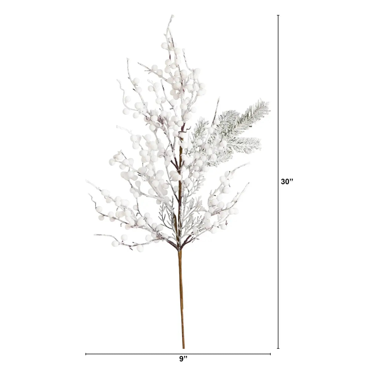 30’’ Artificial Flocked Berry Stems - Set of 3 - Nearly Natural