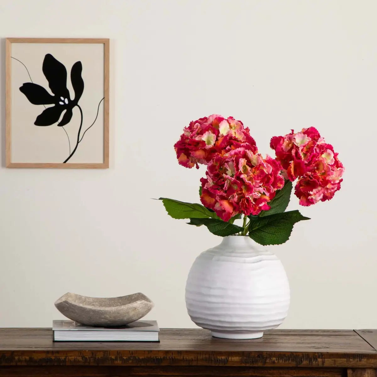 30’’ Artificial Hydrangea Flower Stems- Set of 3 - Nearly Natural