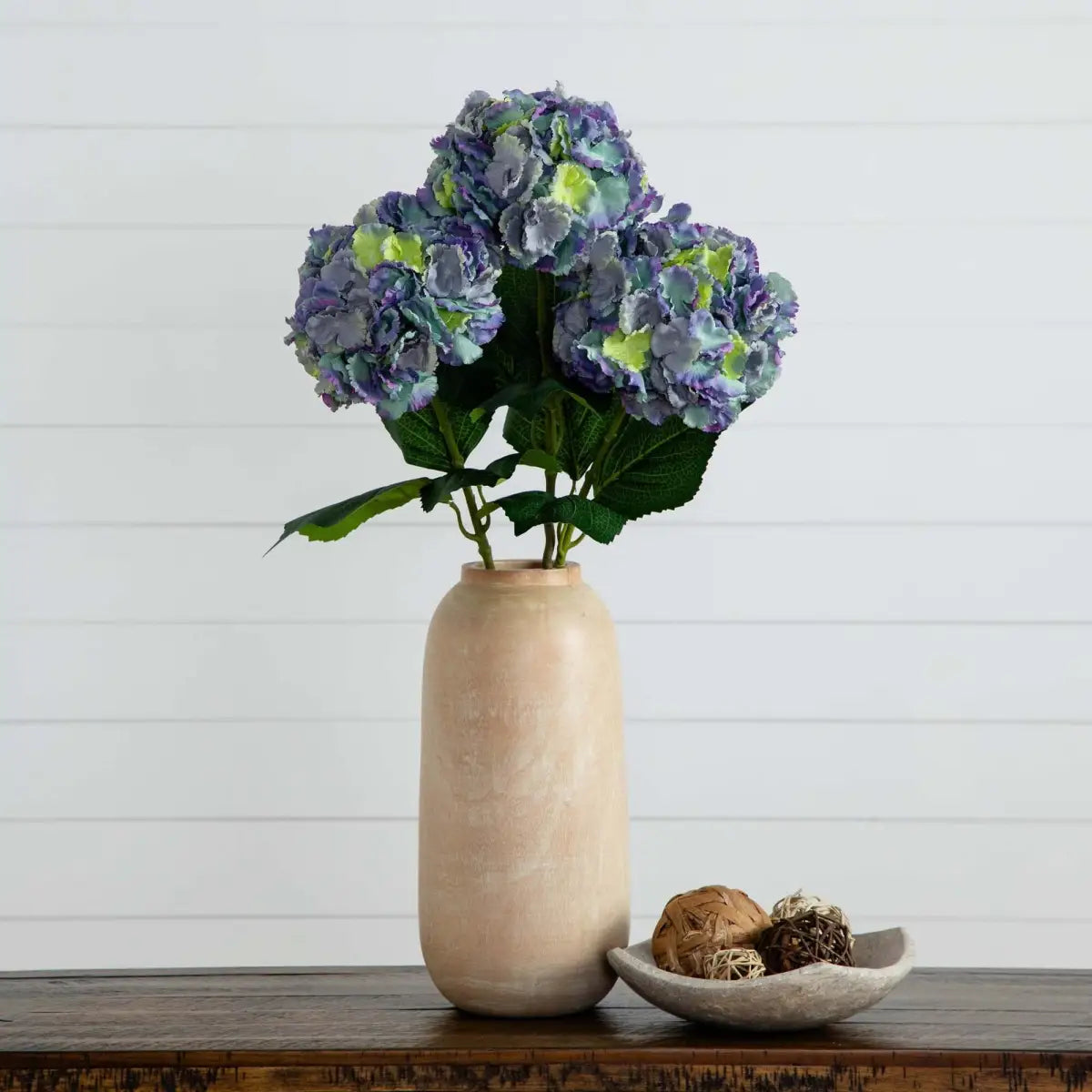 30’’ Artificial Hydrangea Flower Stems- Set of 3 - Nearly Natural