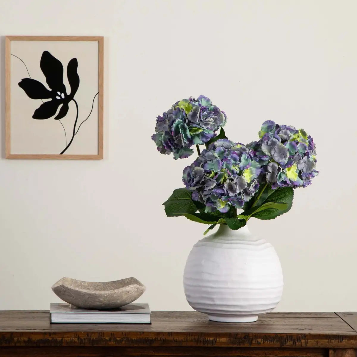 30’’ Artificial Hydrangea Flower Stems- Set of 3 - Nearly Natural