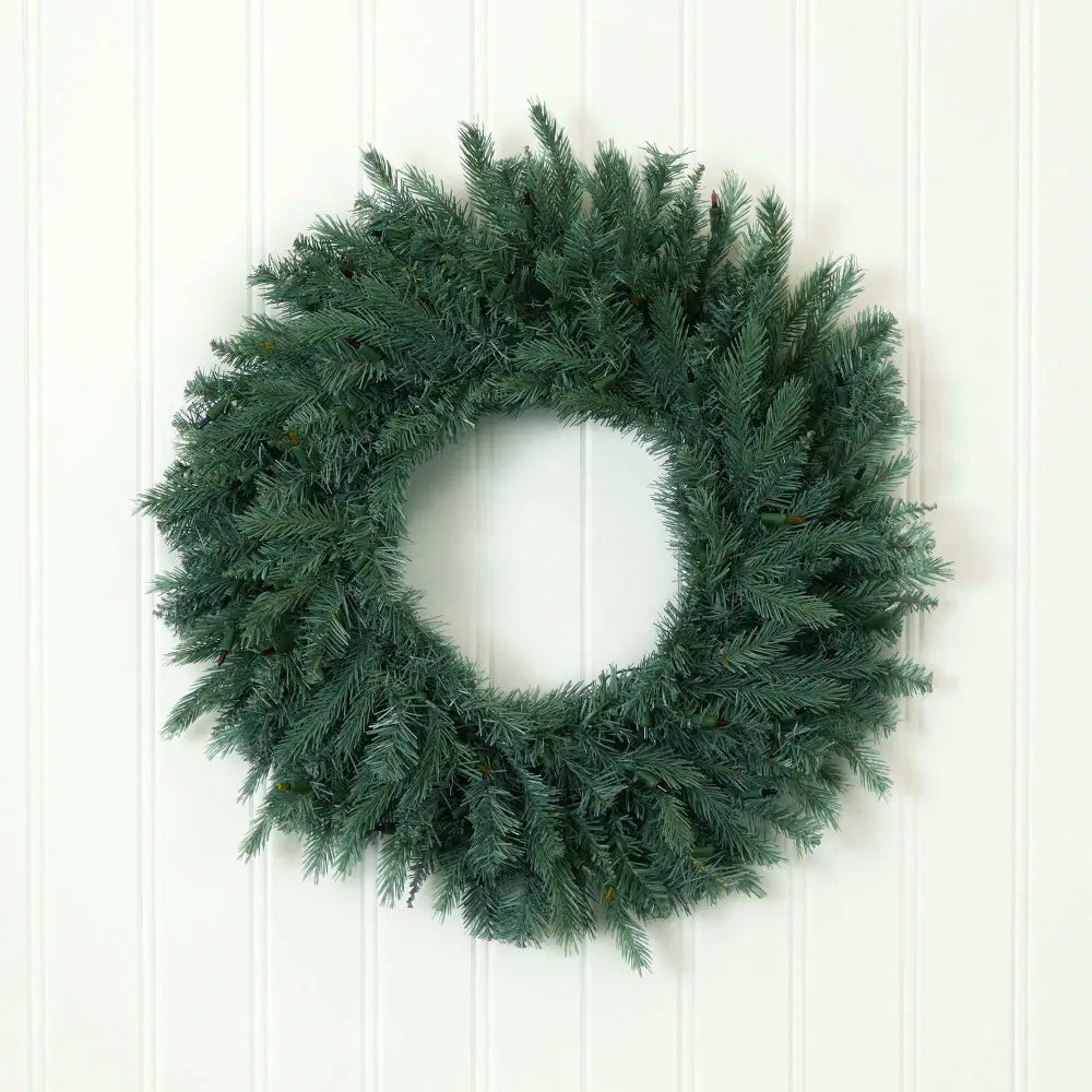 30” Pine Wreath w/Colored Lights - Nearly Natural