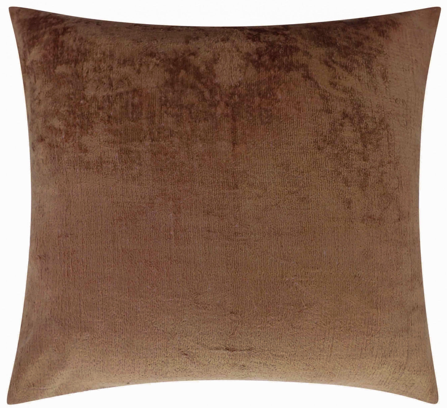 Coussin en velours de soie marron massif fait main - 20x20, design luxueux en velours avec insert en plumes