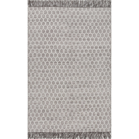 Gray Honeycomb Area Rug with Tassels