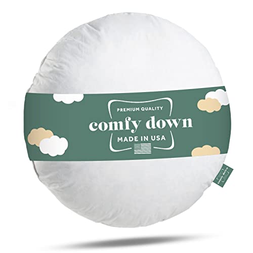 ComfyDown 95% Feather 5% Down, Diameter Round Decorative Pillow Insert, Sham Stuffer - MADE IN USA