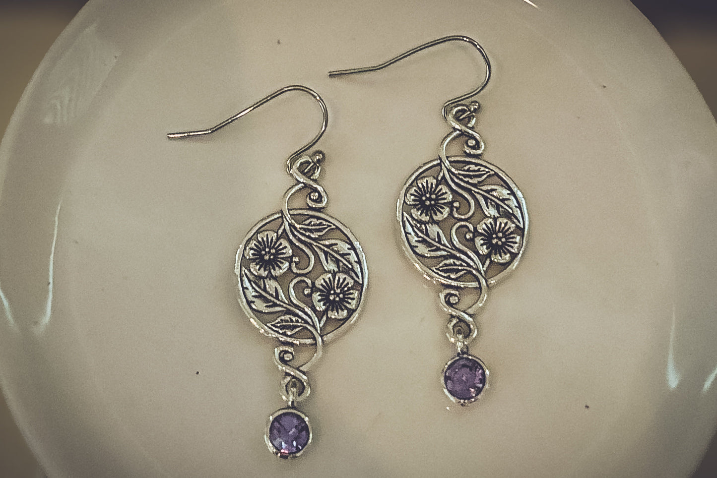 Beautiful Bohemian Purple and Silver Earrings