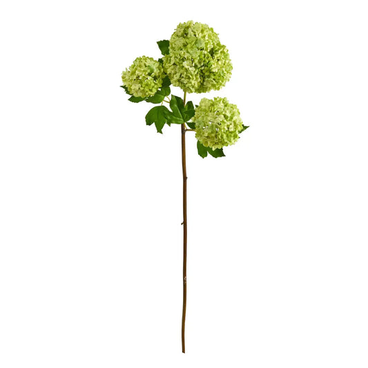 33” Snowball Hydrangea Artificial Flower (Set of 2) - Green - Nearly Natural