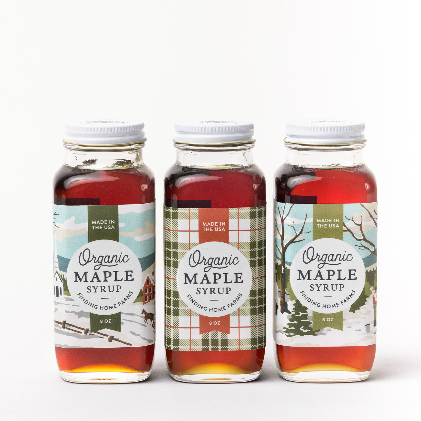 Maple Syrup 8oz for Christmas Holiday, assorted patterns