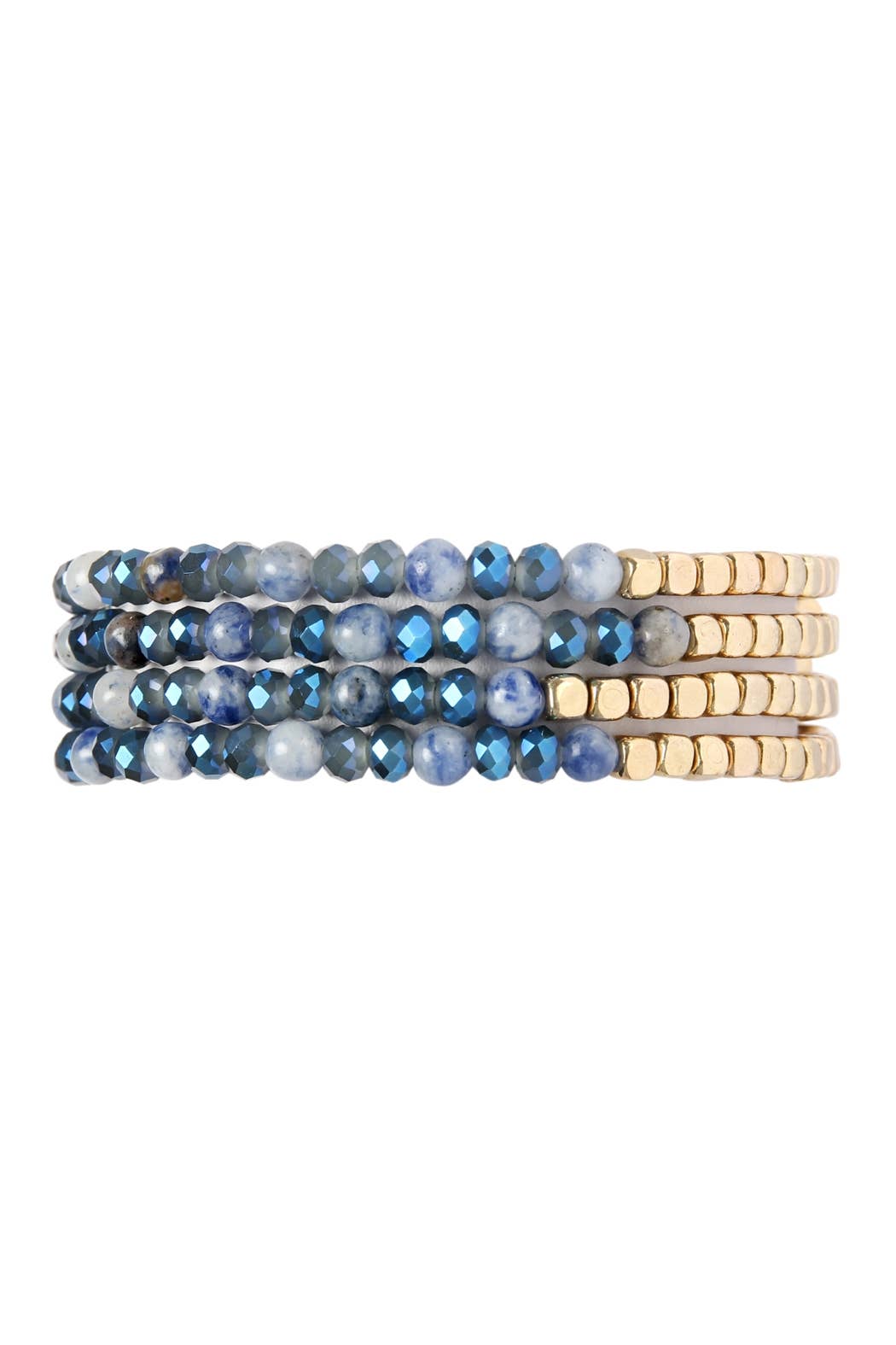 Stretch Bead Bracelets - Brass Stone - Set of 4