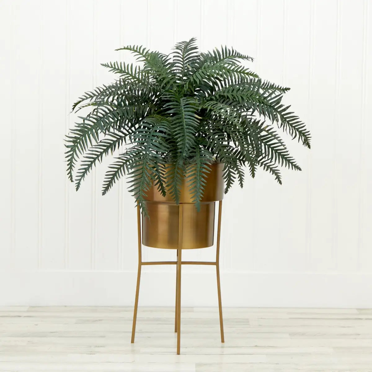 34” Artificial River Fern Plant in Metal Planter with Stand DIY KIT - Nearly Natural