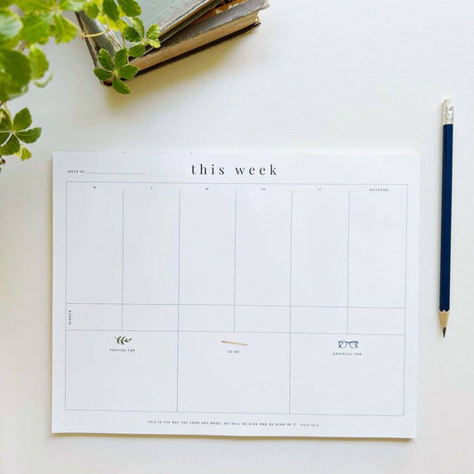 Weekly Planner Notepad with Watercolor Illustrations